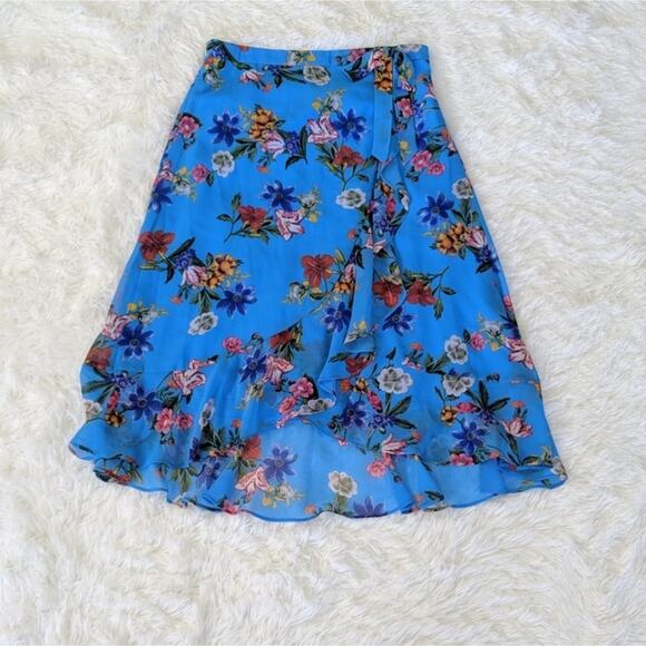 NEW Calvin Klein Ruffle Blue Floral Skirt 6 - Picture 2 of 8